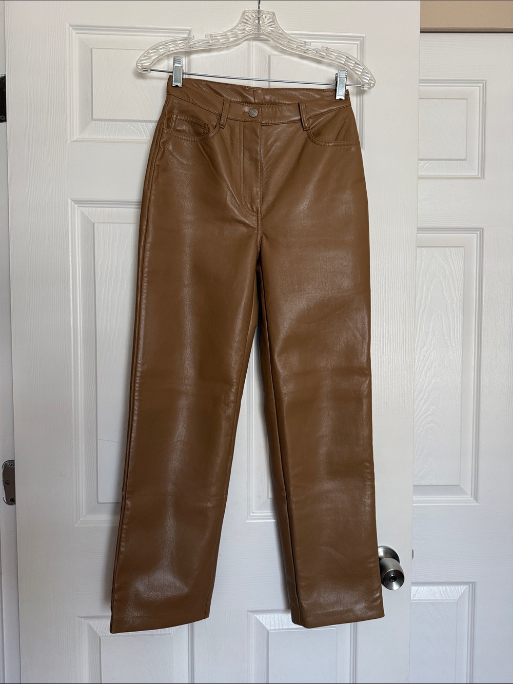Aritzia Wilfred Camel Melina Leather Pants 2